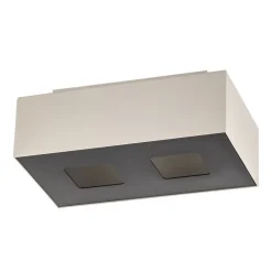 Taklampe Kasi i stål i hvit, 2 lyskilder