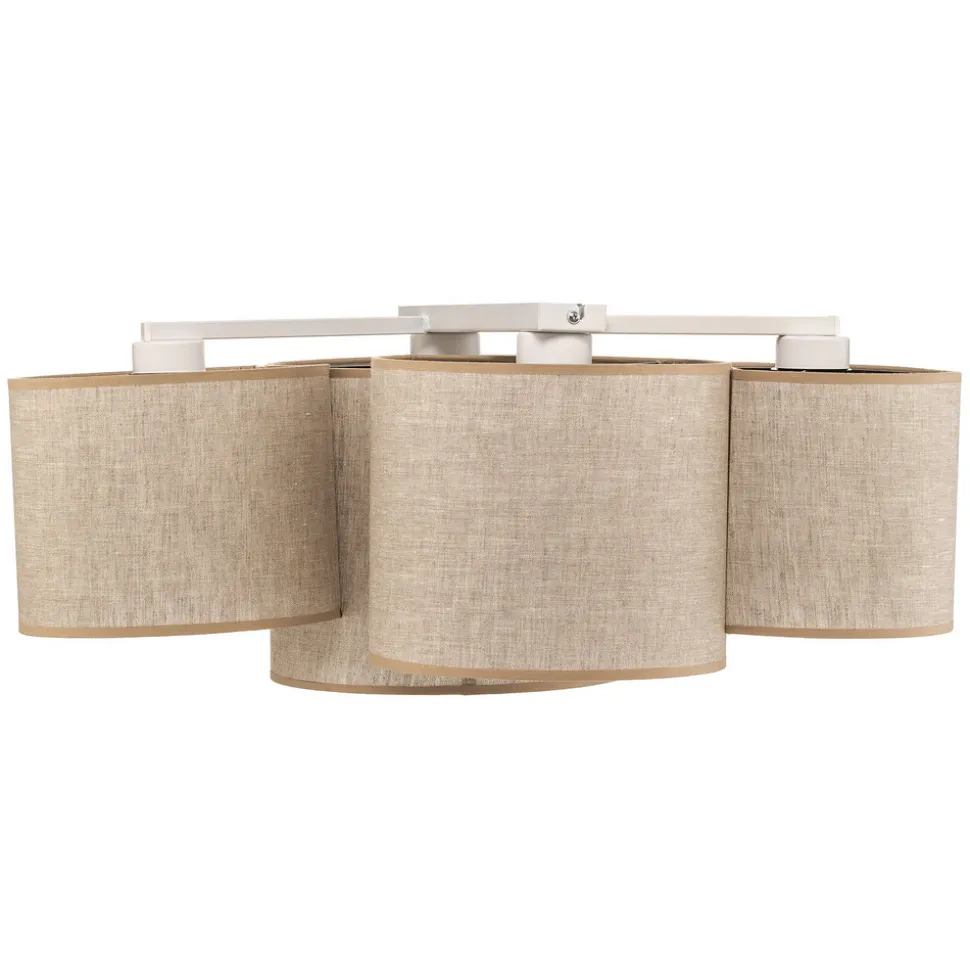 Taklampe Mona Nature, 4 lyskilder, naturfarget lin