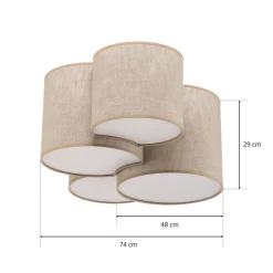 Taklampe Mona Nature, 4 lyskilder, naturfarget lin