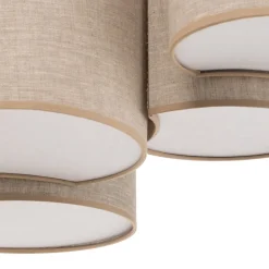 Taklampe Mona Nature, 5 lyskilder, naturfarget lin