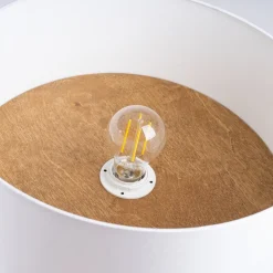 Taklampe Telesto, hvit, Ø 35 cm, stoff, tre, stål