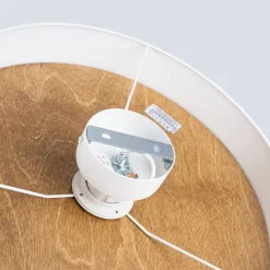 Taklampe Telesto, hvit, Ø 35 cm, stoff, tre, stål