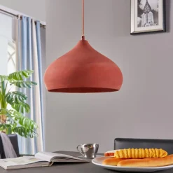 Terracotta-pendellampe Fiona i pen form