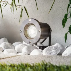 Tessa utendørs spot med jordspyd, grå