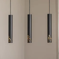 Tibia hengelampe, 3 lyskilder, lang, svart, stål, GU10