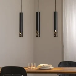 Tibia hengelampe, 3 lyskilder, lang, svart, stål, GU10