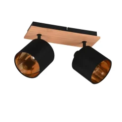Tommy downlight, tre/svart/gull, lengde 30 cm, 2 lyskilder.