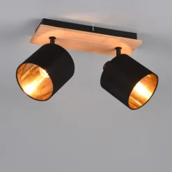 Tommy downlight, tre/svart/gull, lengde 30 cm, 2 lyskilder.