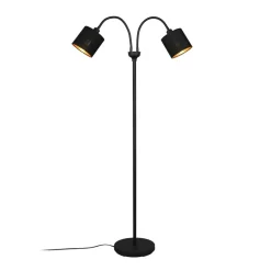 Tommy gulvlampe, svart/gull, høyde 130 cm, 2-lys stoff