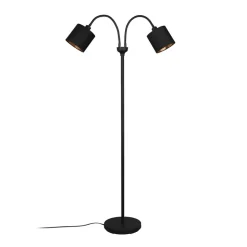 Tommy gulvlampe, svart/gull, høyde 130 cm, 2-lys stoff