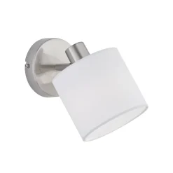 Tommy veggspotlight, nikkel/hvit, bredde 12 cm, metall/stoff