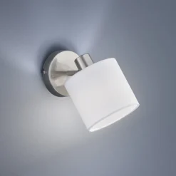 Tommy veggspotlight, nikkel/hvit, bredde 12 cm, metall/stoff