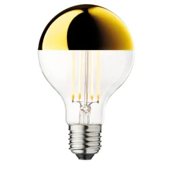 Toppforspeilet lyspære Globe 80, gull, E27, 3,5 W, 2 700 K