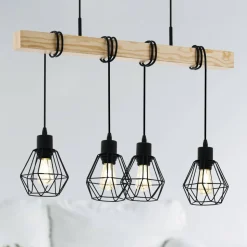 Townshend hengelampe, lengde 70 cm, svart/eik, 4 lyskilder.