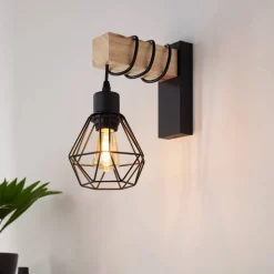 Townshend vegglampe, bredde 14 cm, svart/eik