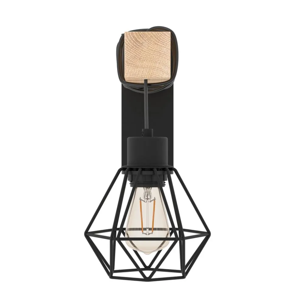 Townshend vegglampe, bredde 14 cm, svart/eik