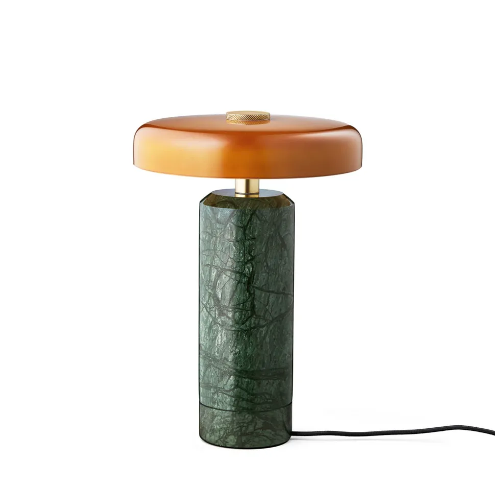 Trip LED oppladbar bordlampe, grønn/oransje, marmor, glass, IP44