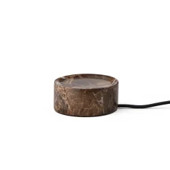 Trip LED oppladbar bordlampe, brun/hvit, marmor, glass, IP44