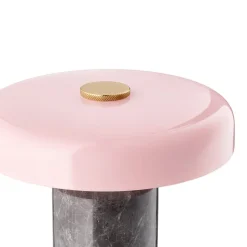 Trip LED oppladbar bordlampe, grå/rosa, marmor, glass, IP44