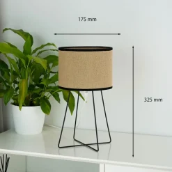 Trixi bordlampe med trådramme brun/svart, stoff