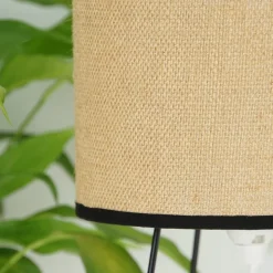 Trixi bordlampe med trådramme brun/svart, stoff