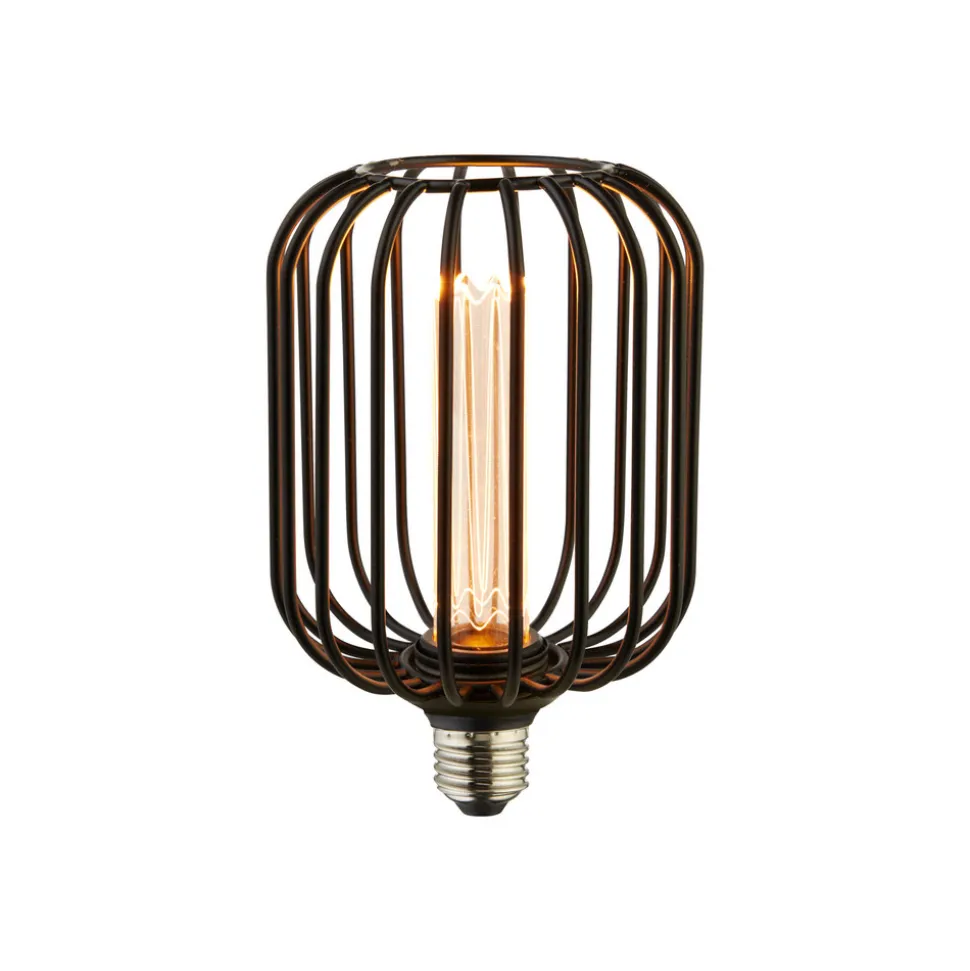 Trommel-LED-pære, svart, E27, 3,5 W, 1 800 K, dimbar