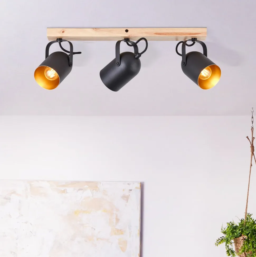 Tronte takspotlight, lengde 57,5 cm, svart/gull, 3-lys.