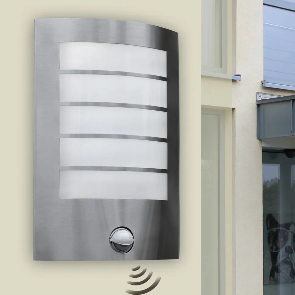 Ute LED-vegglampe Slim med bevegelsessensor IP44