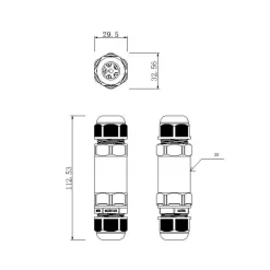 Utendørs flerkabel-kontakter for to kabler, 4-14mm