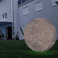 Utendørs kulebelysning med jordspyd, granitt, Ø 25 cm