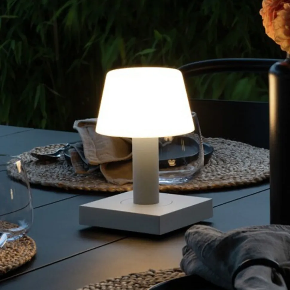 Utendørs LED-bordlampe Monaco, batteri, hvit