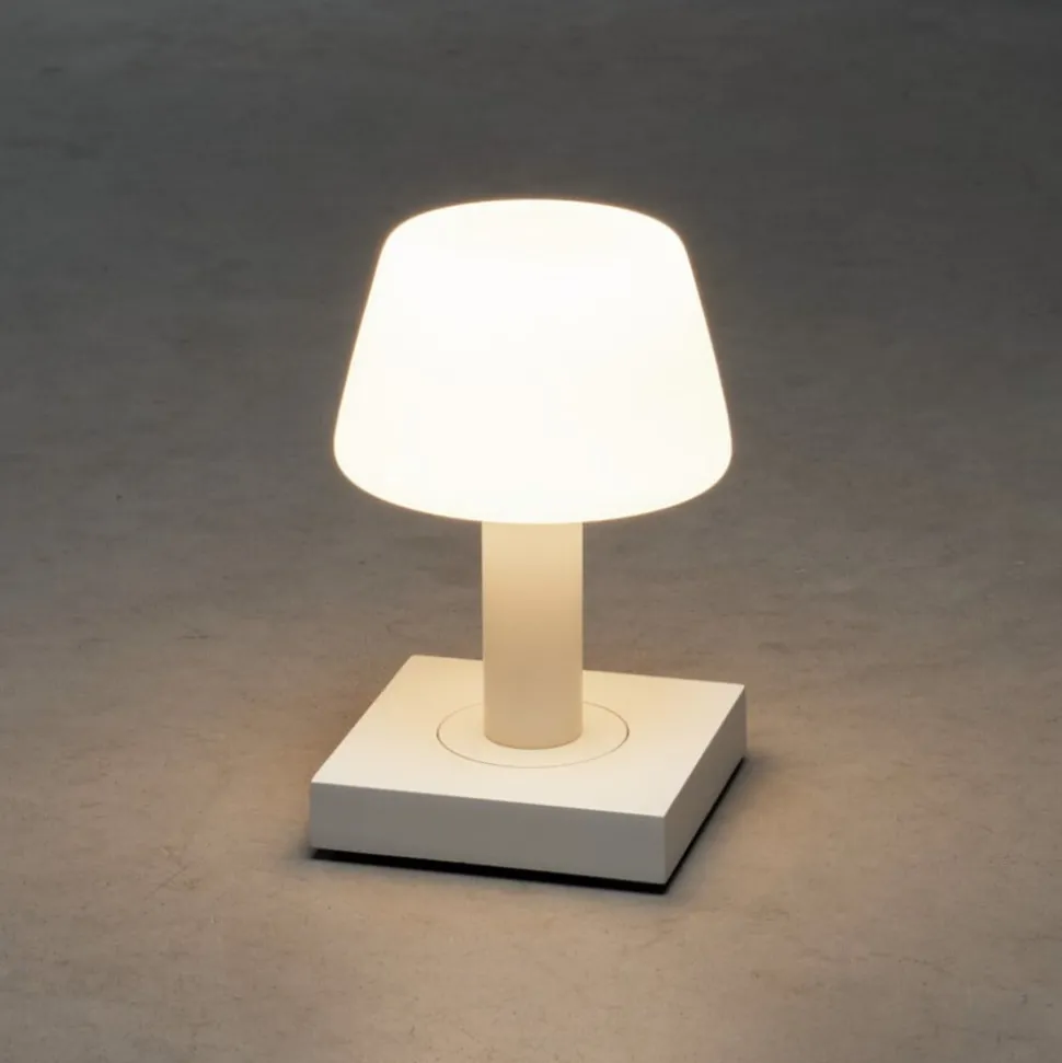 Utendørs LED-bordlampe Monaco, batteri, hvit