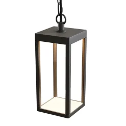 Utendørs LED-pendellampe Cube, glasskjerm, 26 cm