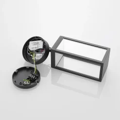 Utendørs LED-pendellampe Cube, glasskjerm, 26 cm