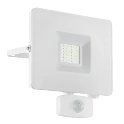 Utendørs LED-spot Faedo 3 med sensor, hvit, 30 W