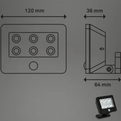 Utendørs LED-spot Kollig med sensor, IP54, svart