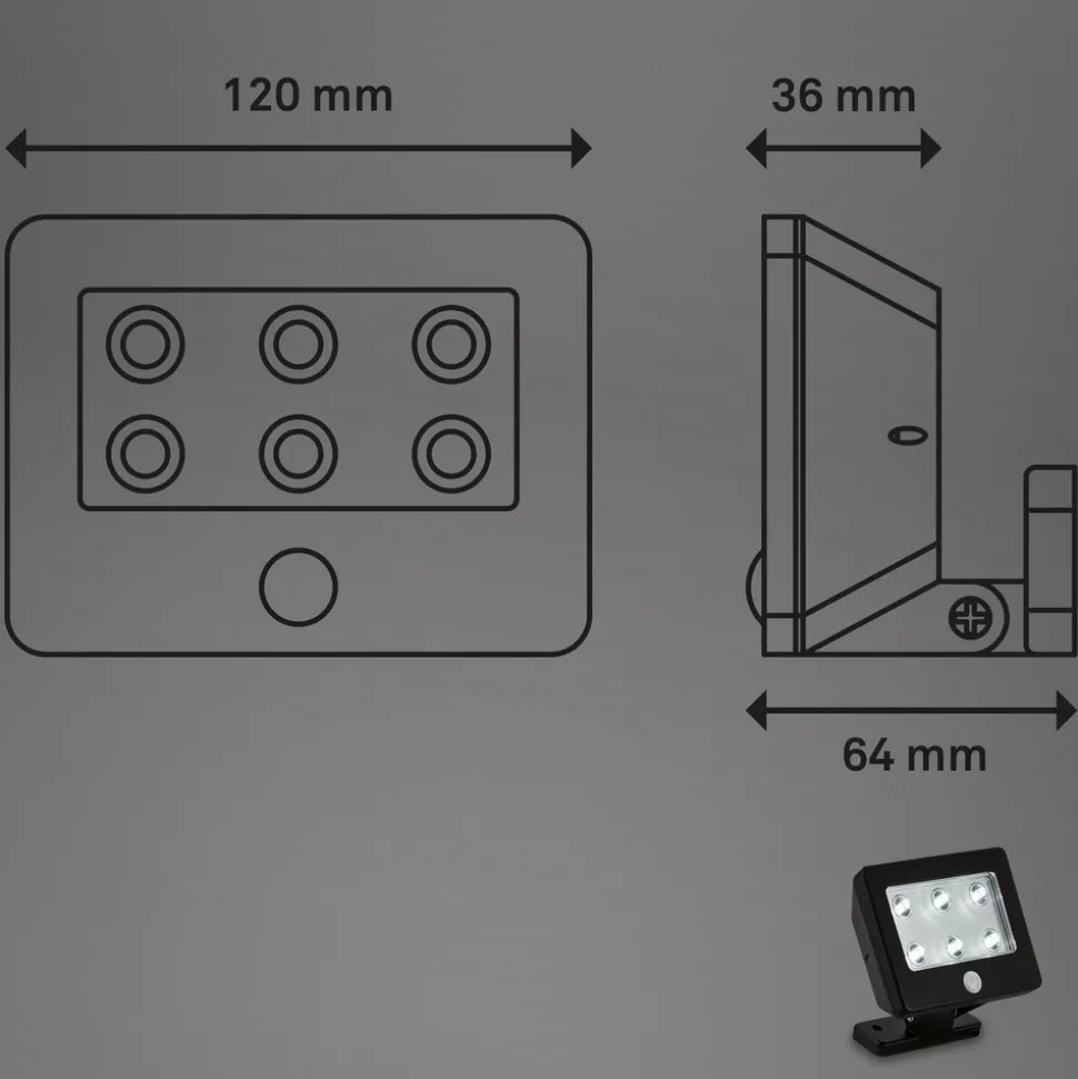 Utendørs LED-spot Kollig med sensor, IP54, svart