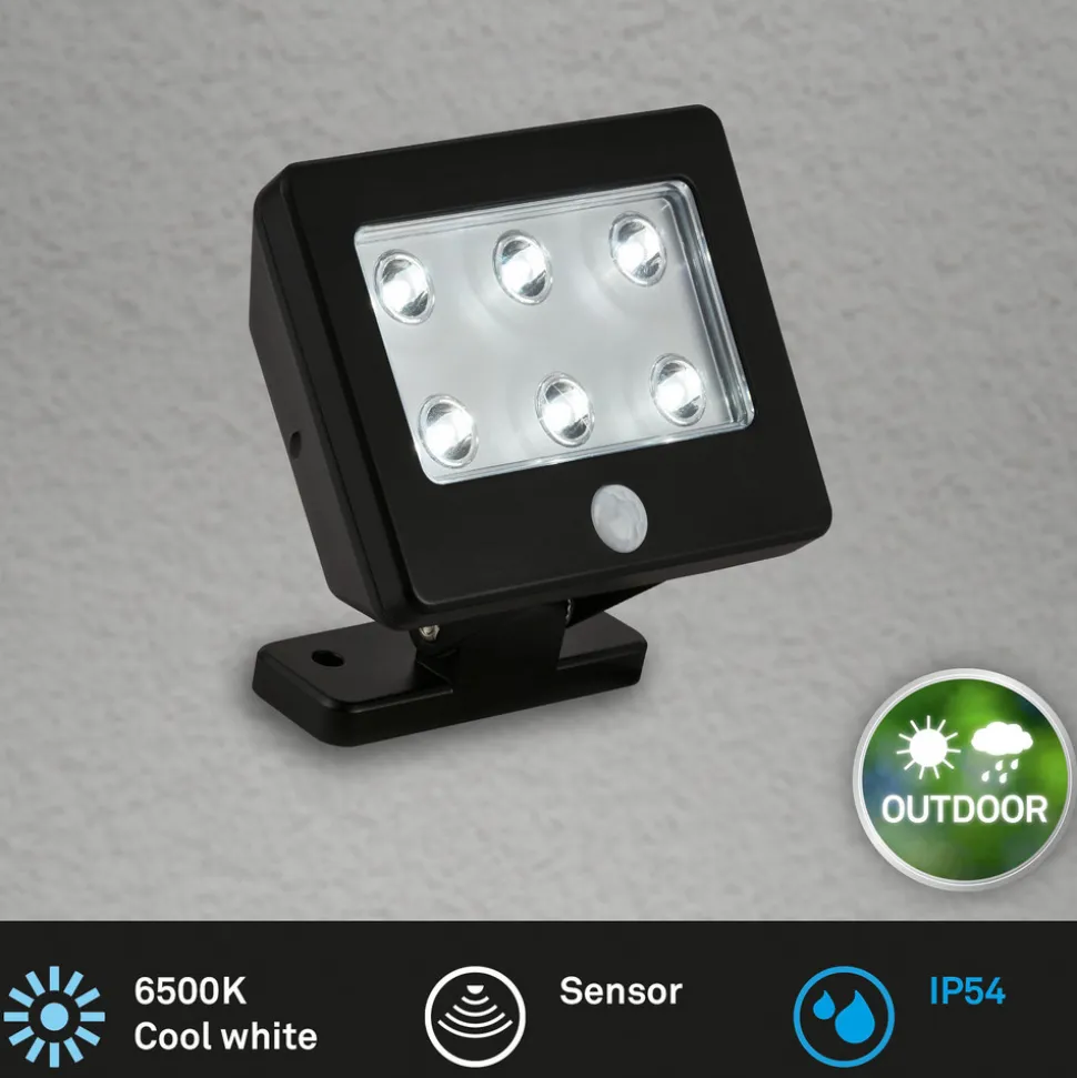 Utendørs LED-spot Kollig med sensor, IP54, svart