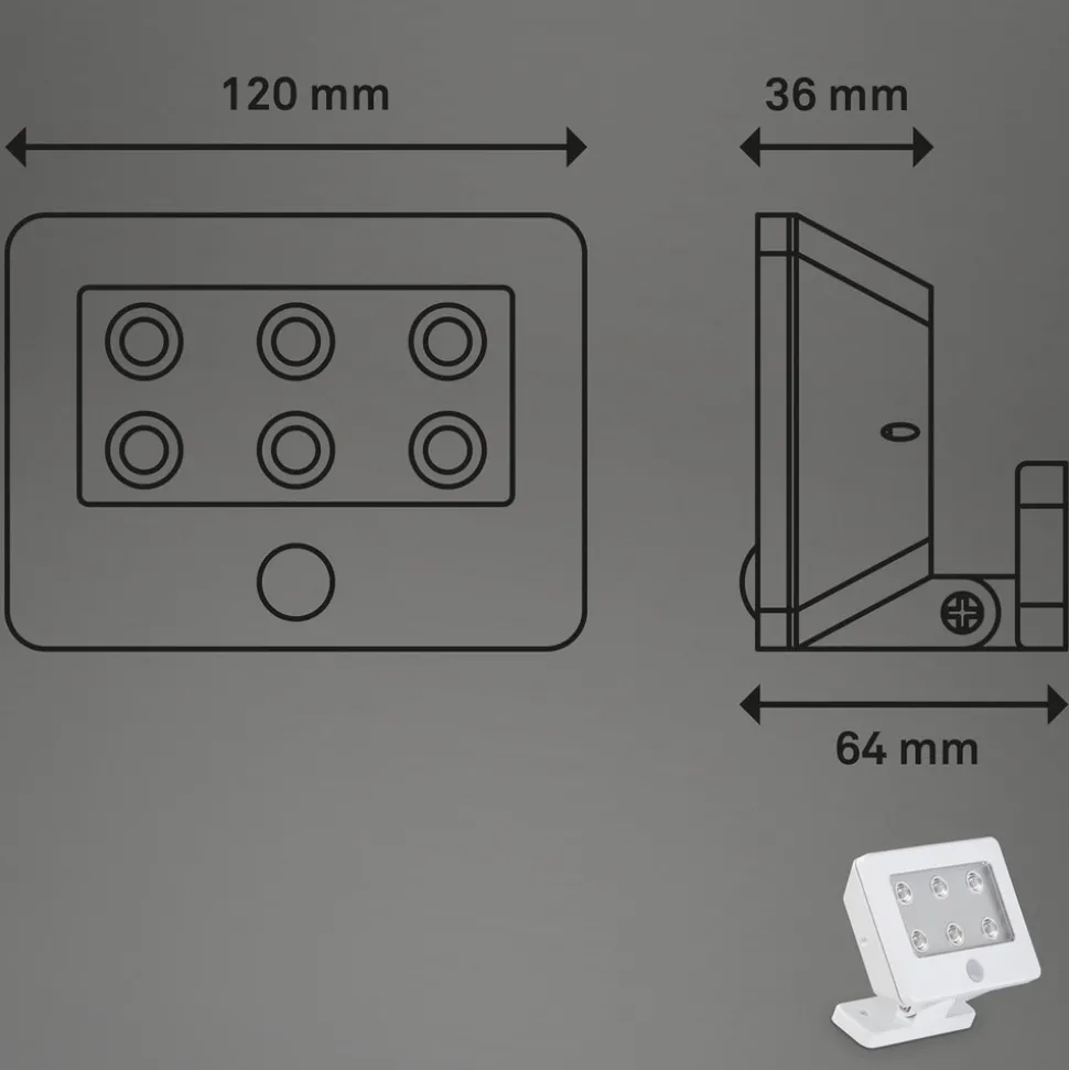 Utendørs LED-spot Kollig med sensor, IP54, hvit