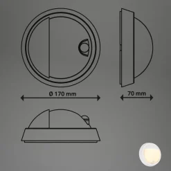 Utendørs LED-vegglampe 3785016 hvit bevegelsessensor Ø 17 cm