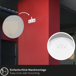 Utendørs LED-vegglampe 3785016 hvit bevegelsessensor Ø 17 cm