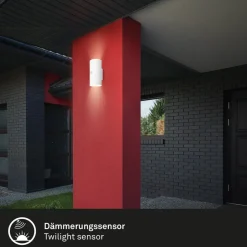 Utendørs LED-vegglampe 3787016, hvit, sensor, opp/ned