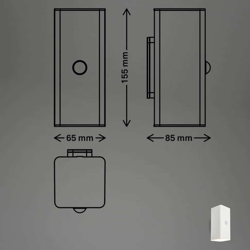 Utendørs LED-vegglampe 3788016, hvit, sensor, opp/ned