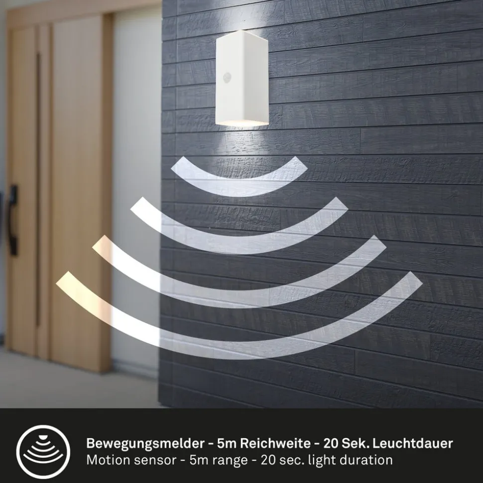 Utendørs LED-vegglampe 3788016, hvit, sensor, opp/ned