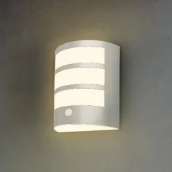 Utendørs LED-vegglampe 3795014, kromfarget, sensor, IP44