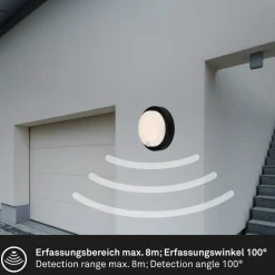 Utendørs LED-vegglampe 3765015, sensor, svart