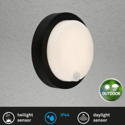 Utendørs LED-vegglampe 3765015, sensor, svart