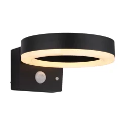 Utendørs LED-vegglampe 36507 svart, sensor, plast