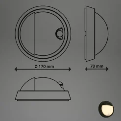 Utendørs LED-vegglampe 3785015 svart bevegelsessensor 17 cm
