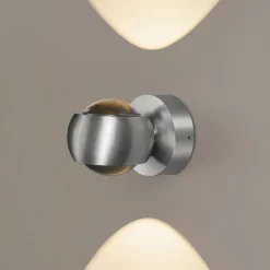 Utendørs LED-vegglampe, aluminiumsfarget, up&down, CCT, dimbar